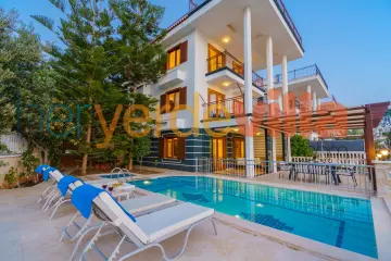 Triplex Villa with Sea View & Pool in Kalkan Kışla – 100m from the Beach