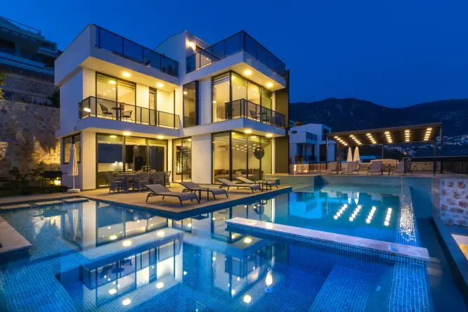 Lüks 5 Yatak Odalı Villa Mirada 1 - Kalkan Kalamar'da Deniz Manzaralı Tatil Evi